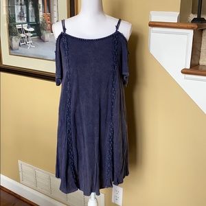 Paper Crane Navy Cold Shoulder Dress